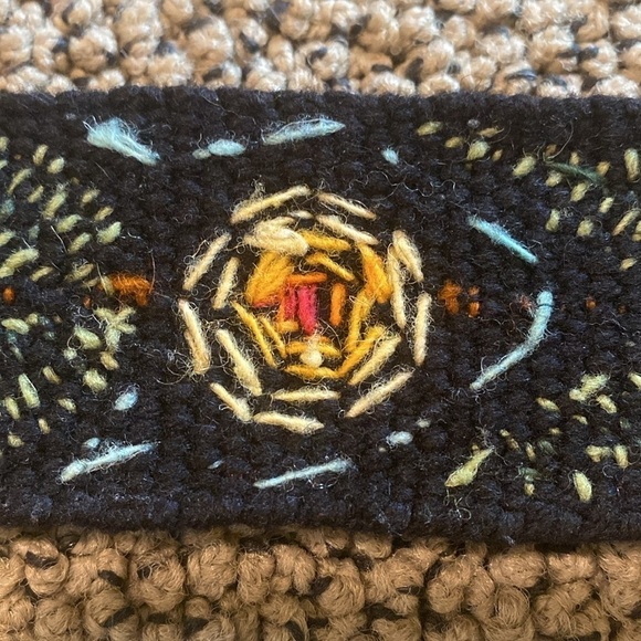 Hand Sewn Black & Floral Belt in Like New Condition main image 6